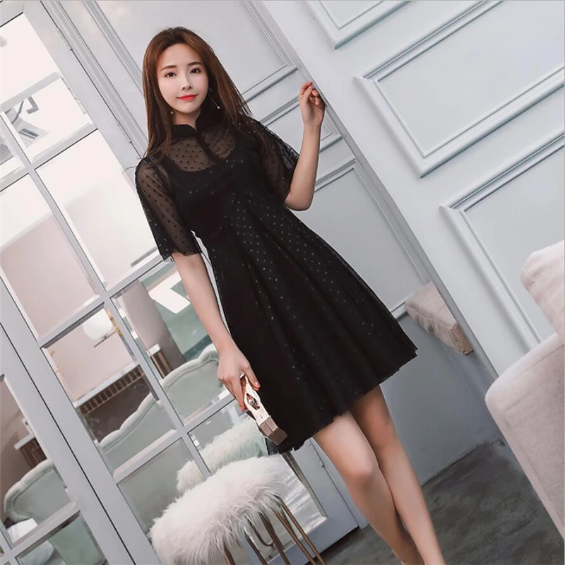 Сексуальное современное китайское стильное платье Qipao с кружевной сеткой 2019