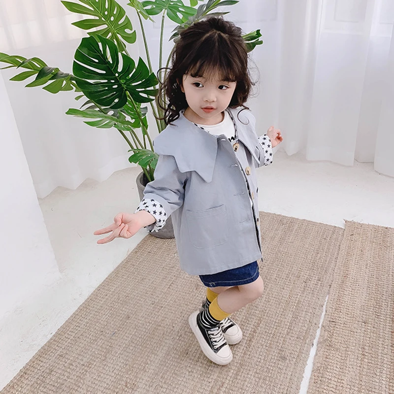 Ветровка с воротником лепестком для девочек 80 130 см|Тренч| |