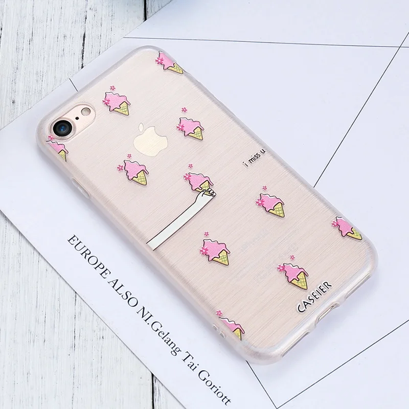 CASEIER Милый Летний мягкий рельеф ТПУ чехол для телефона iPhone X 7 8 6 6S чехлы с узором Plus