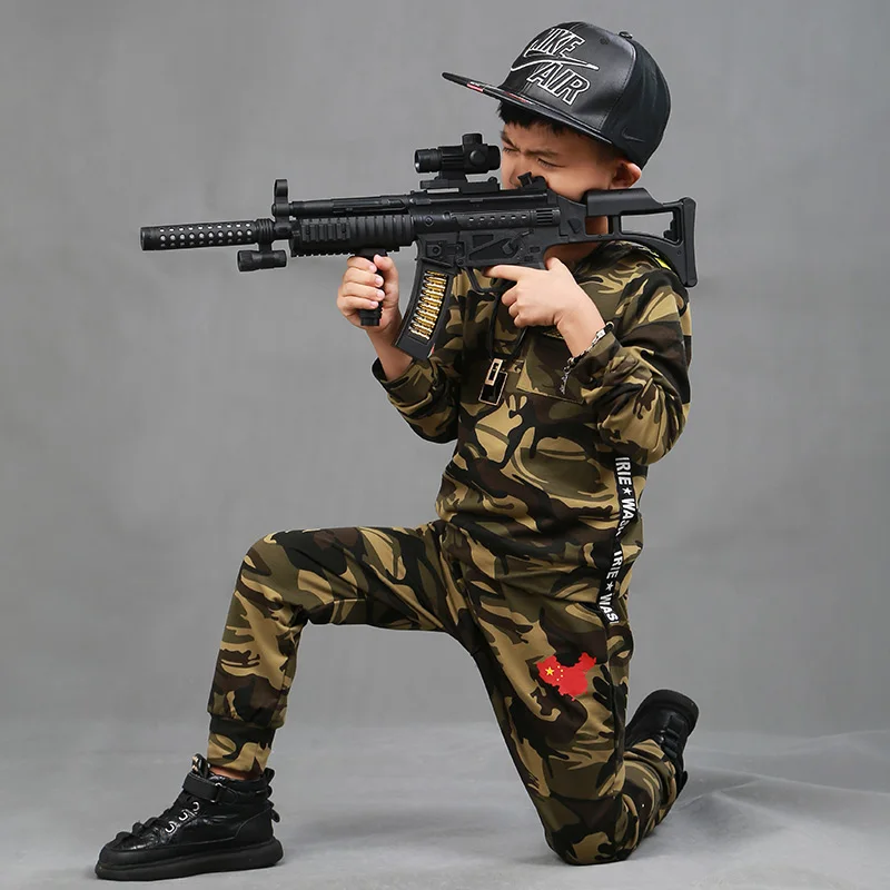 2 шт. детский Камуфляжный комплект из футболки с длинным рукавом и брюк | Детская