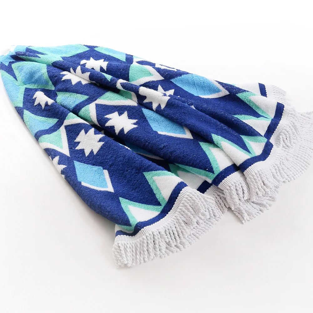 Новинка 2016 летнее большое круглое пляжное полотенце из хлопка с принтом и