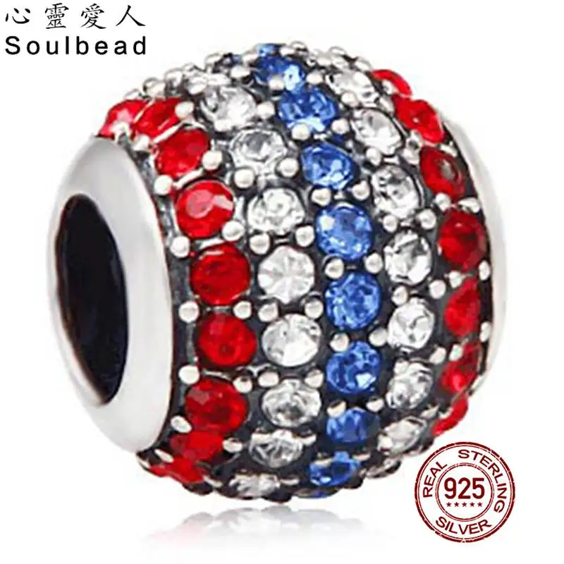 Подвеска с флагом США Soulbead Стразы подвеска хрустальные бусины серебро 925 пробы