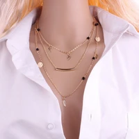 fashion big long round leaf necklace women jewelery pendant womens layered leaves necklaces charm gilded chain choker d1235