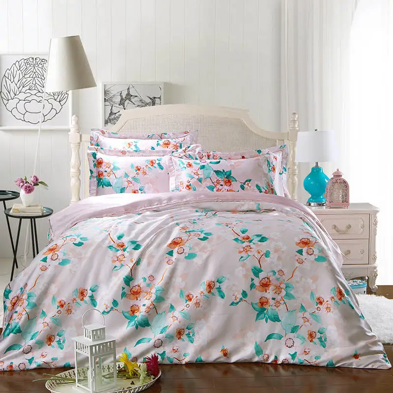 Лидер продаж атласные шелковые бриллианты пододеяльники комплекты двойные