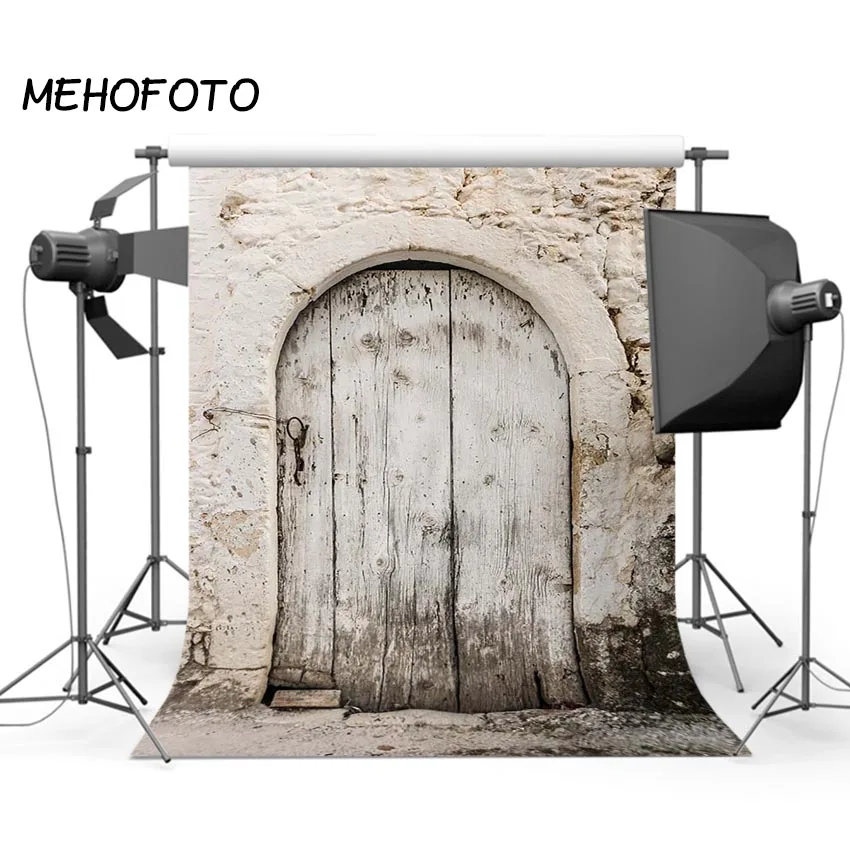 Фон для фотосъемки с изображением двери белого кирпичной стены |