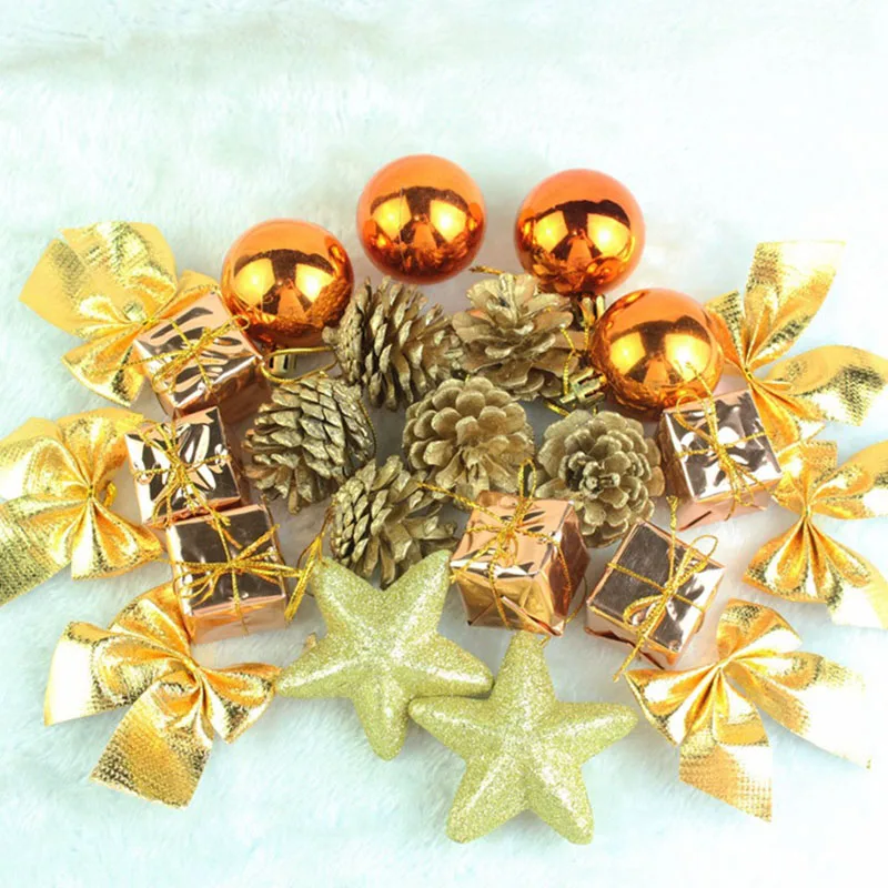 24 шт. Золотые шарики для рождественской елки подвесные украшения вечерние бант