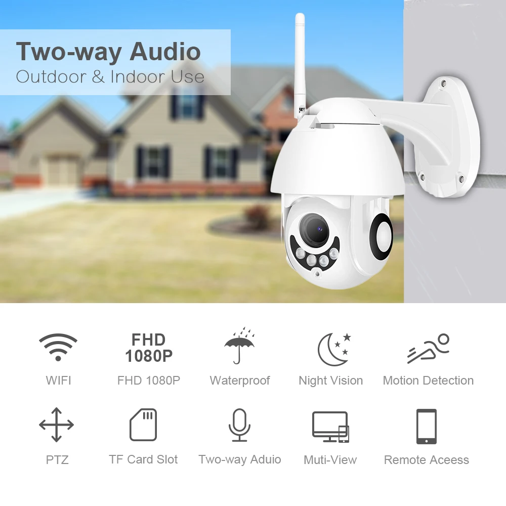 Hamrolte HD1080P Wifi камера H.265x мини панорамирование/наклон Onvif IP камера ночного видения обнаружения движения ICsee Водонепроницаемая уличная камера