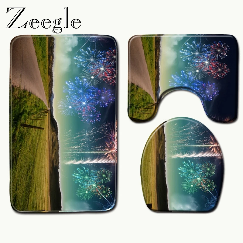 Zeegle 3pcs Anti-slip Bath Toilet Mats Set Soft Floor Rugs Absorbent Bathroom Carpet Pedestal Rug Lid Cover | Дом и сад
