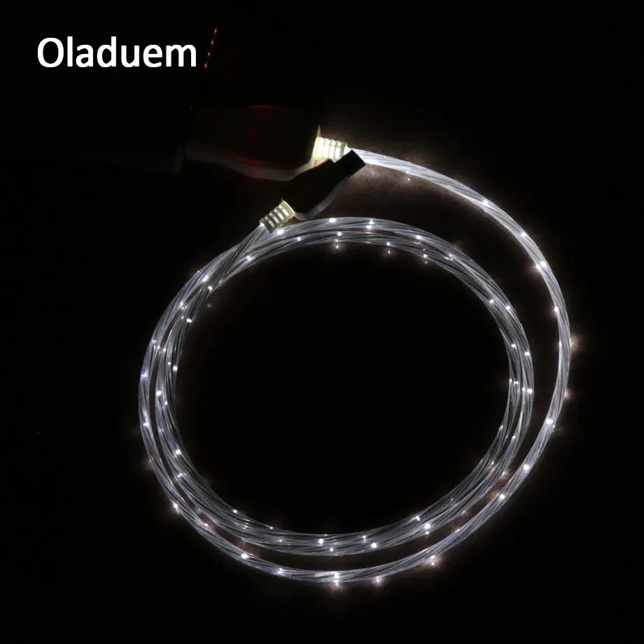 Olaudem кабель USB Micro TPE струящийся светодиодный светящийся Быстрая зарядка для samsung