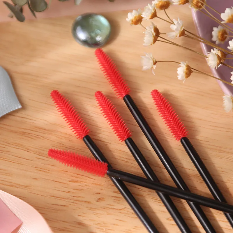 black red 1000 шт/партия одноразовые щеточки для туши для ресниц Аппликаторы Силиконовые кисти для наращивания ресниц одноразовые кисти для макияжа - Handle Color: black red