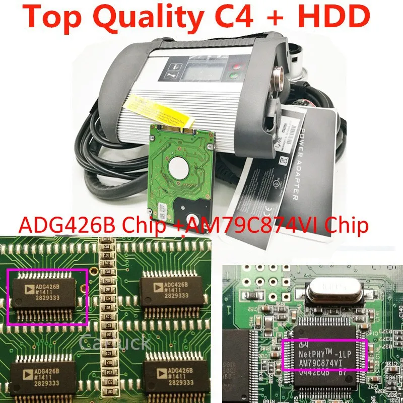Top Quality With HDD Высочайшее Качество mb star c4 SD Подключение c4 с новейшим программным обеспечением V2019.09 включает vediamo 05,01+ DTS диагностический сканер для автомобилей - Цвет: Top Quality With HDD
