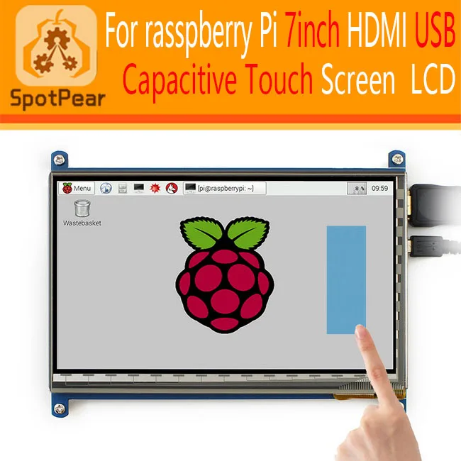 7 дюймов HDMI RPi USB емкостный сенсорный экран, TFT экран ЖК-дисплей, для Raspberry Pi B/B+/Pi2/Pi3/4B