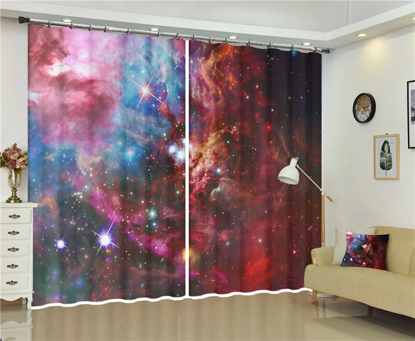 

Шторы Galaxy Universe с 3d цифровой печатью, оконные шторы, 2 панели, набор для гостиной, постельные принадлежности. Украшение для домашней стены