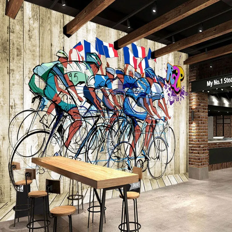 Фотообои 3D обои для занятий велоспортом тренажерного зала стильный фон
