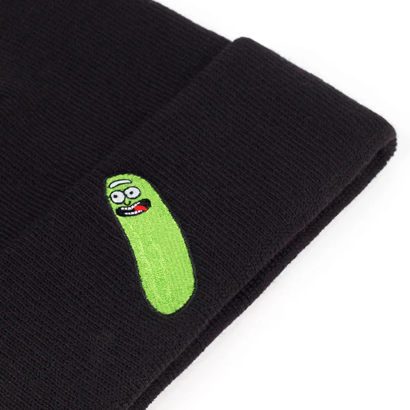 Вязаная шапка Pickle Rick, новинка, шапка Морти и Рик, эластичная, брендовая, с вышивкой, шапочка, теплая, зимняя, Skullies, изображение из мультфильма, Лыжная шапка