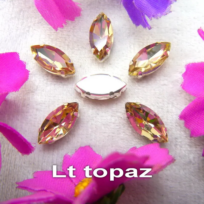 A11 Lt topaz Стеклянные кристаллы, серебряные когти, 8 размеров, красивые цвета, конский глаз, Наветт, маркиза, форма, пришитые стразы, бусины, Аппликации, сделай сам - Цвет: A11 Lt topaz
