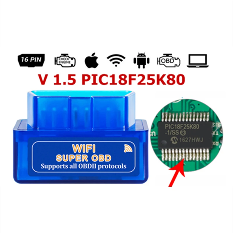 OBD ELM327 wifi V1.5 OBD2 автомобиль Elm 327 PIC18F25K80 eml327 Obd 2 автоматический сканер автомобильный