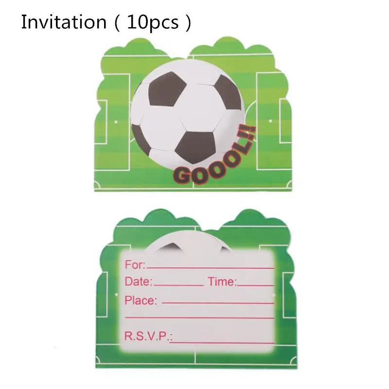 Invitation card 10pc 6 шт./лот, Футбольная тема, коробка для попкорна, украшения для закусок, вечерние аксессуары, украшения для детей, товары для дня рождения - Цвет: Invitation card 10pc