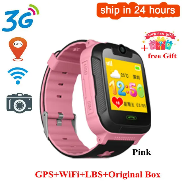 Розовый Новинка, Q528 Pro, 3G, GPS трекер, Детские Смарт-часы, WiFi, с трекером, SOS, умные часы для IOS, Android, Смарт-часы, PK V5W V7W - Цвет: Розовый