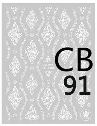 CB-091 white 1 шт 3D Милые волнистые линии наклейки для ногтей блестящее украшение Тотем инструмент для дизайна ногтей Аксессуары для маникюра - Цвет: CB-091 white