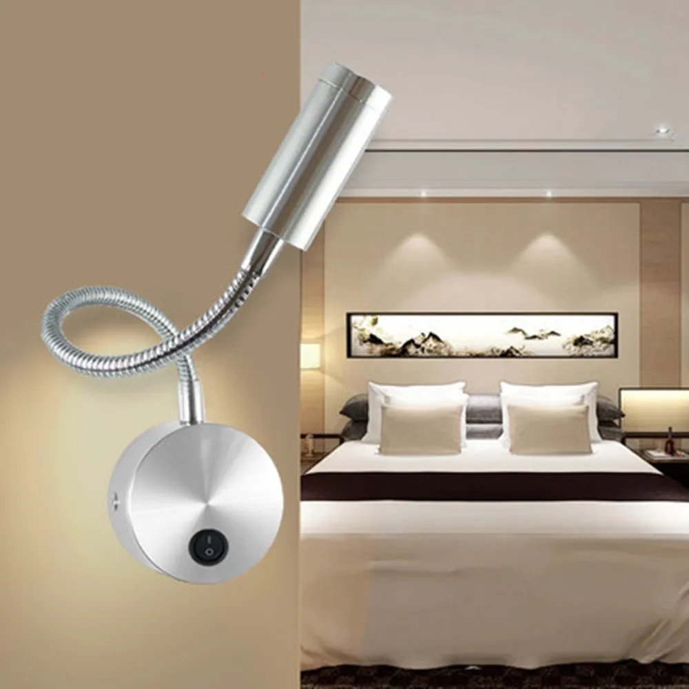 Гибкая светодиодная настенная лампа 1 Вт 3 с гусиной шеей настенное крепление бра