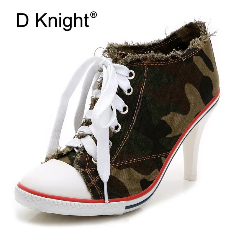 

Gladiator High Heels Women Pumps High Quality Canvas Stiletto Booties Round Toe Strappy Lace Up Pumps Shoes Woman Boot Blue Army