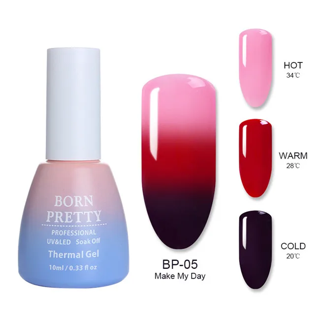 BP-05 BORN PRETTY 10 мл УФ гель 3 цвета термальный гель лак для ногтей Температура Изменение цвета маникюрный набор УФ-гель для дизайна ногтей лак - Цвет: BP-05