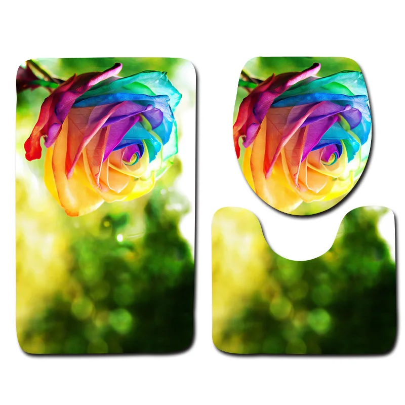 free shipping 3pcs green leaves banyo bathroom carpet toilet u type bath mats set non slip pad tapis salle de bain alfombra bano free global shipping