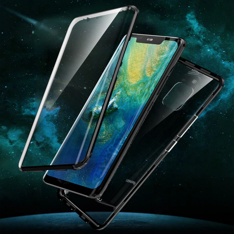 360 полный защитный чехол для Huawei Mate 20 Pro магнитный металлический корпус рамка и