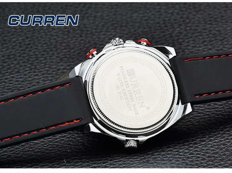 2016 CURREN люксовые брендовые военные часы мужские кварцевые аналоговые с резиновым