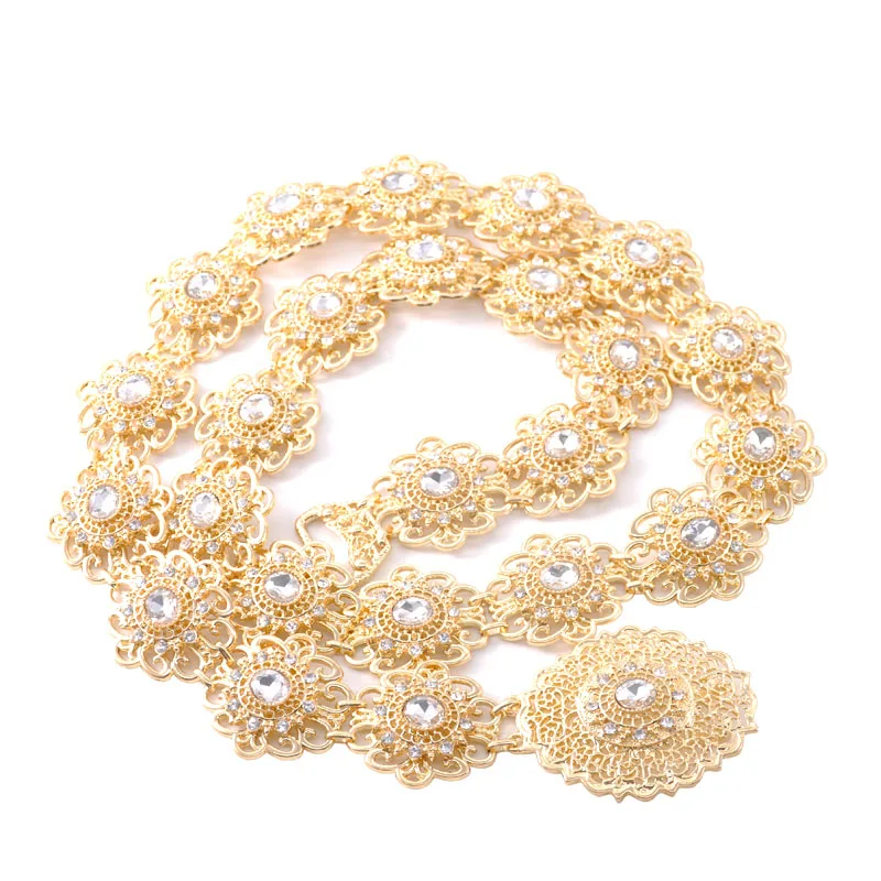 GOLD white Европейское свадебное платье металлический пояс для Этнические женские полые узор золото и серебро античный регулировать длину - Цвет: GOLD white