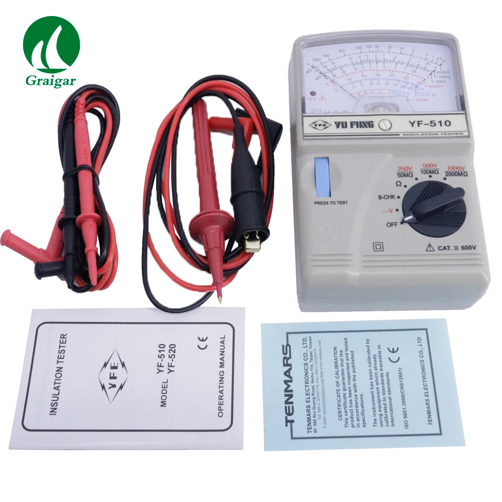 

Portable High Resistance Meter Insulation Tester YF-510 AC Voltage 0~600V