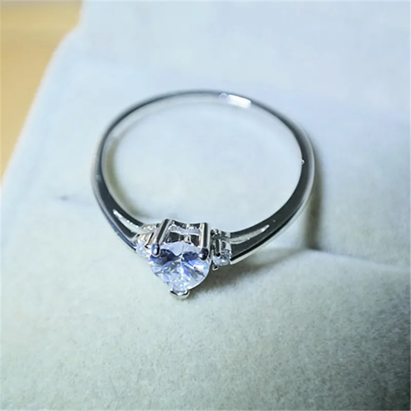 Женские обручальные кольца CC в форме сердца из стерлингового серебра 925 пробы