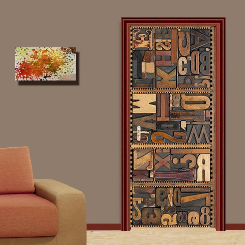 Дверная наклейка 3D печать Тисненые Буквы картина домашний декор самоклеящиеся