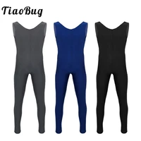 tiaobug adult one piece scoop neck sleeveless skin tight solid color men ballet gymnastics unitards fitness bodysuit dancewear