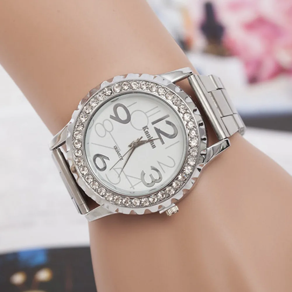 2019 New smart watches women Men's Quartz Wristwatches Crystal Rhinestone Alloy Stainless Steel Analog Wrist Watch | Наручные часы