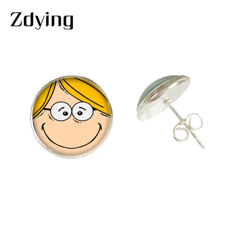 ZDYING 3 Metal Color Cute Cartoon Baby Girl Boy Face Stud Earrings Time Cabochon Gems Earring For Kids Gift FD012 | Украшения и