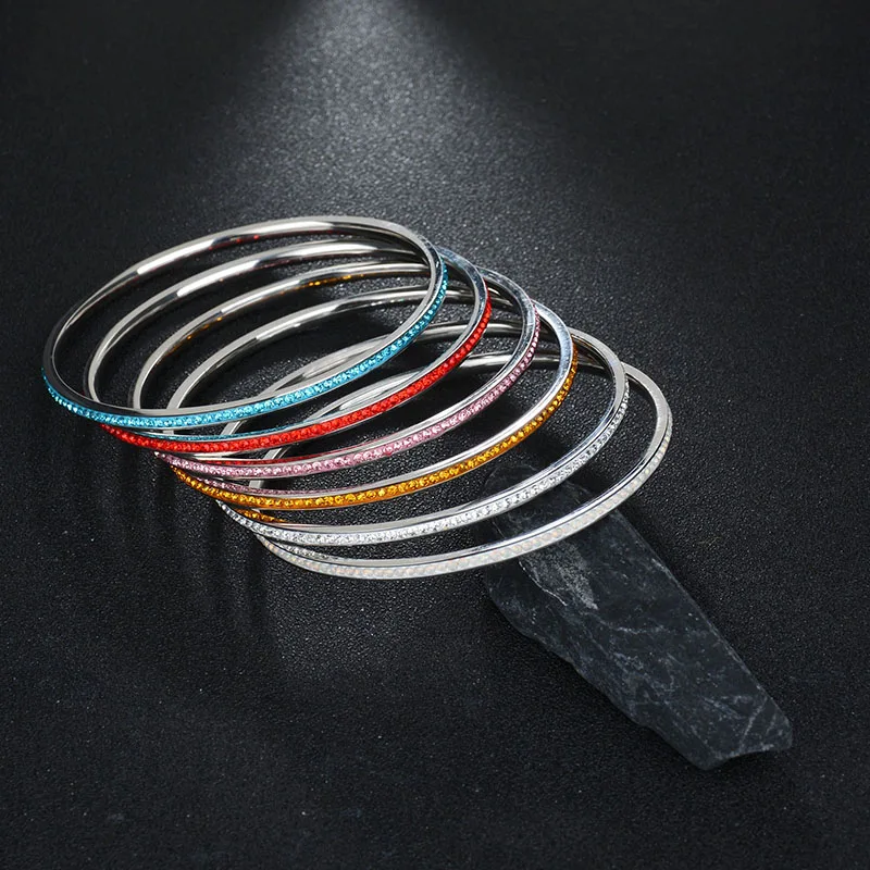 2017 Новинка один ряд многоцветные браслеты из нержавеющей стали шикарный CZ камень