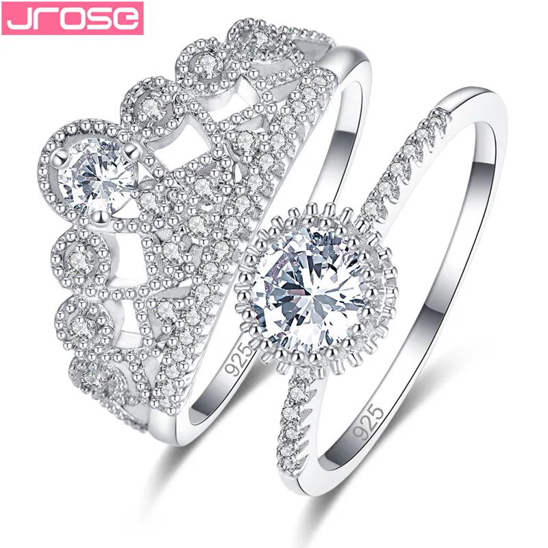 JROSE 2019 принцесса серебряный цвет Изысканный Bijoux Модные Свадебные обручальные