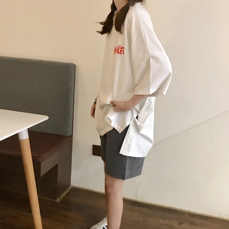 Для женщин футболки Harajuku Ulzzang студент Повседневное свободные Ins футболка