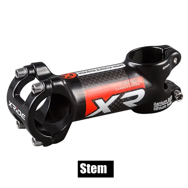 Stem XRIDE XR углеродное волокно MTB велосипедные комплекты для руля горный велосипед плоский или подъемный Руль+ стержень+ подседельный штырь - Цвет: Stem