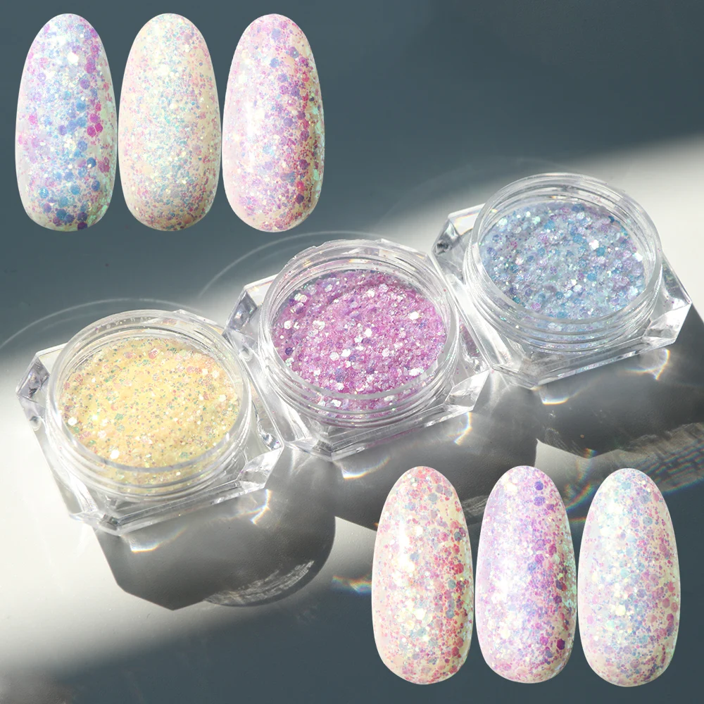 6 шт Солнечный свет чувствительный Цвет Изменение ногтей блестки порошок хлопья