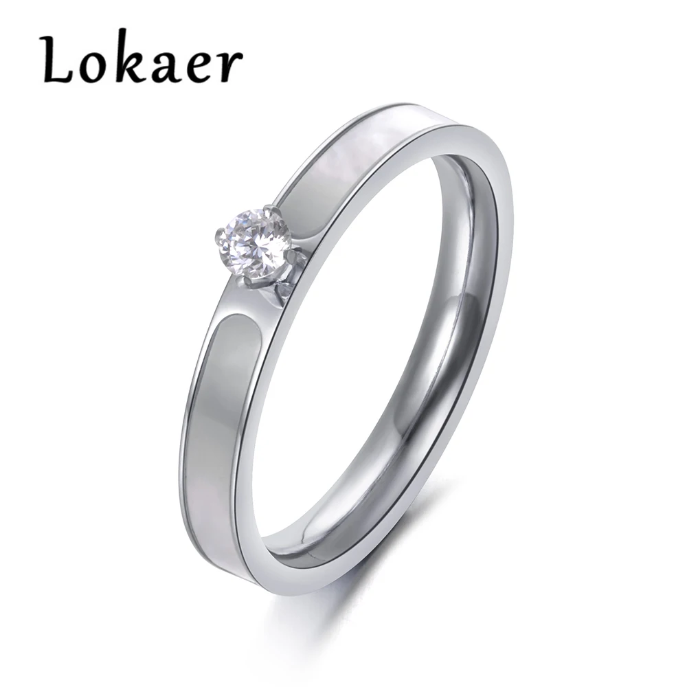 Lokaer кольцо из нержавеющей стали розовое золото цвет AAA циркон сверкающие стразы и белый корпус для подарка на Рождество для девушек и женщин R18146