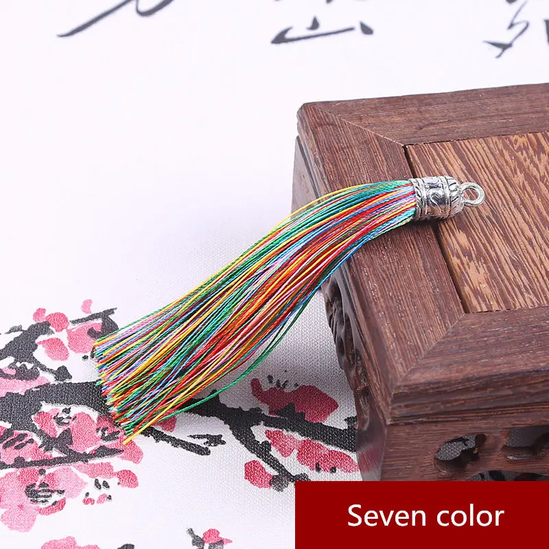 Seven color 10 шт. большой металлический колпачок кисточка ювелирные изделия занавески одежды декоративные аксессуары DIY Ключ сотовый телефон сумка бахрома отделка кисточки кулон - Цвет: Seven color