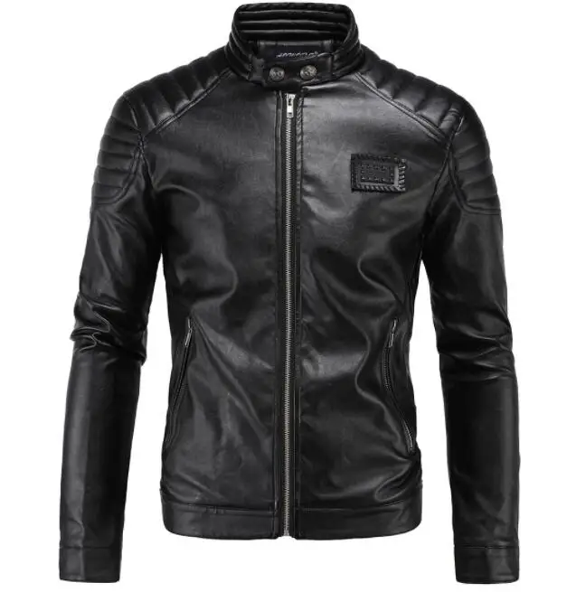 D018 Black Новая мотоциклетная куртка из искусственной кожи мужские винтажные Ретро мото искусственная Панк кожаные куртки одежда для мотоцикла пальто приталенный Размер M-4XL - Цвет: D018 Black