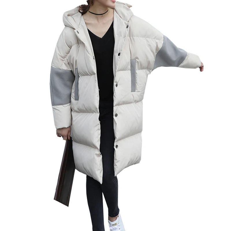 2018 New Autumn Winter women Cotton jacket Fashion Loose Large Size Hooded Warm Long Coat Casual Female Parkas NW579 | Женская одежда