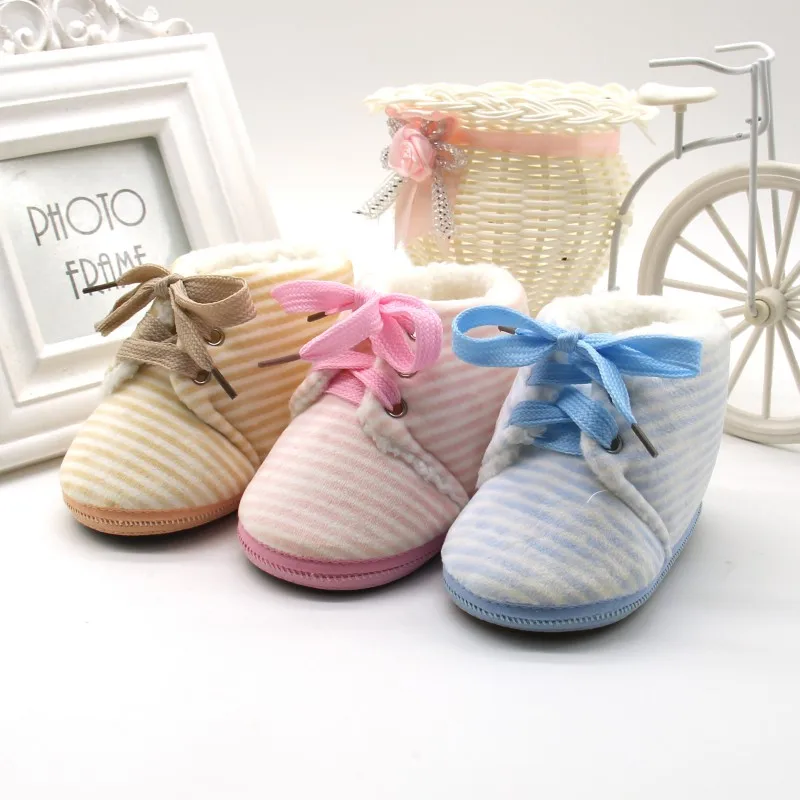 Autumn Winter Non-slip Baby Striped Shoes Warm Boys Girls Lovely First Walkers Unisex Fashion Kids New Arrival |