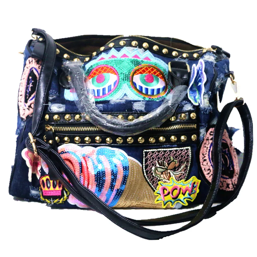 Сумка-тоут женская из денима сумочка-тоут на плечо мессенджер для покупок