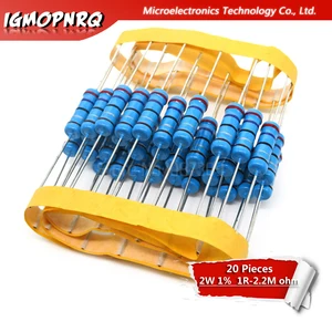 Резистор металлический пленочный, 2 Вт, 20 шт., Сопротивление 1%, 1R, 2,2 м, 4.7R, 10R, 22R, 47R, 100R, 220R, 560R, 1K, 10K, 100K, 2,2, 10, 22, 47, 100, 220, 470, 1 м, Ом