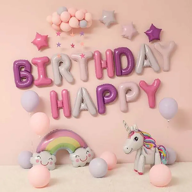 Шары воздушные из фольги в виде букв Happy Birthday 16 дюймов|Воздушные шары и